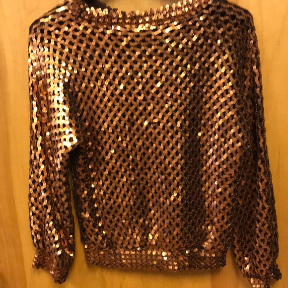 Bronze Sequined Mesh Top - Picture 3 of 6